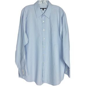 BCBG MAXAZRIA Blue Pinstriped Up Down Shirt XL17.5